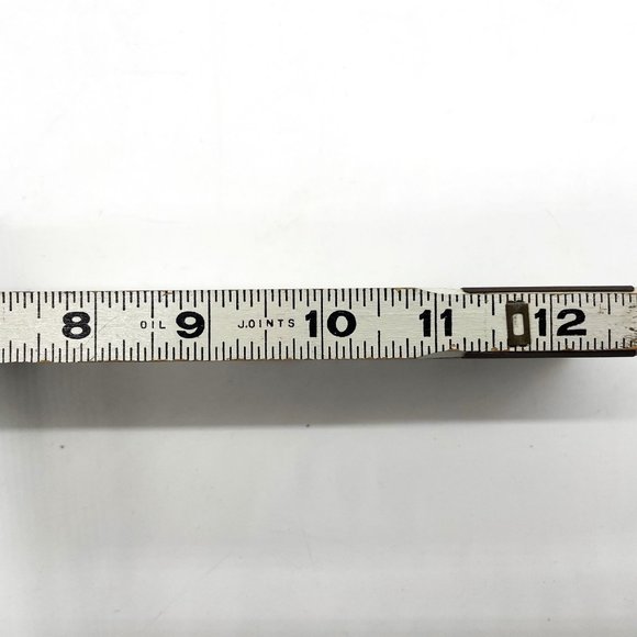 Vtg Evans Folding Wood Ruler 060 White 6'-72" Extension Brass Hinges Oil Joints - Picture 5 of 6